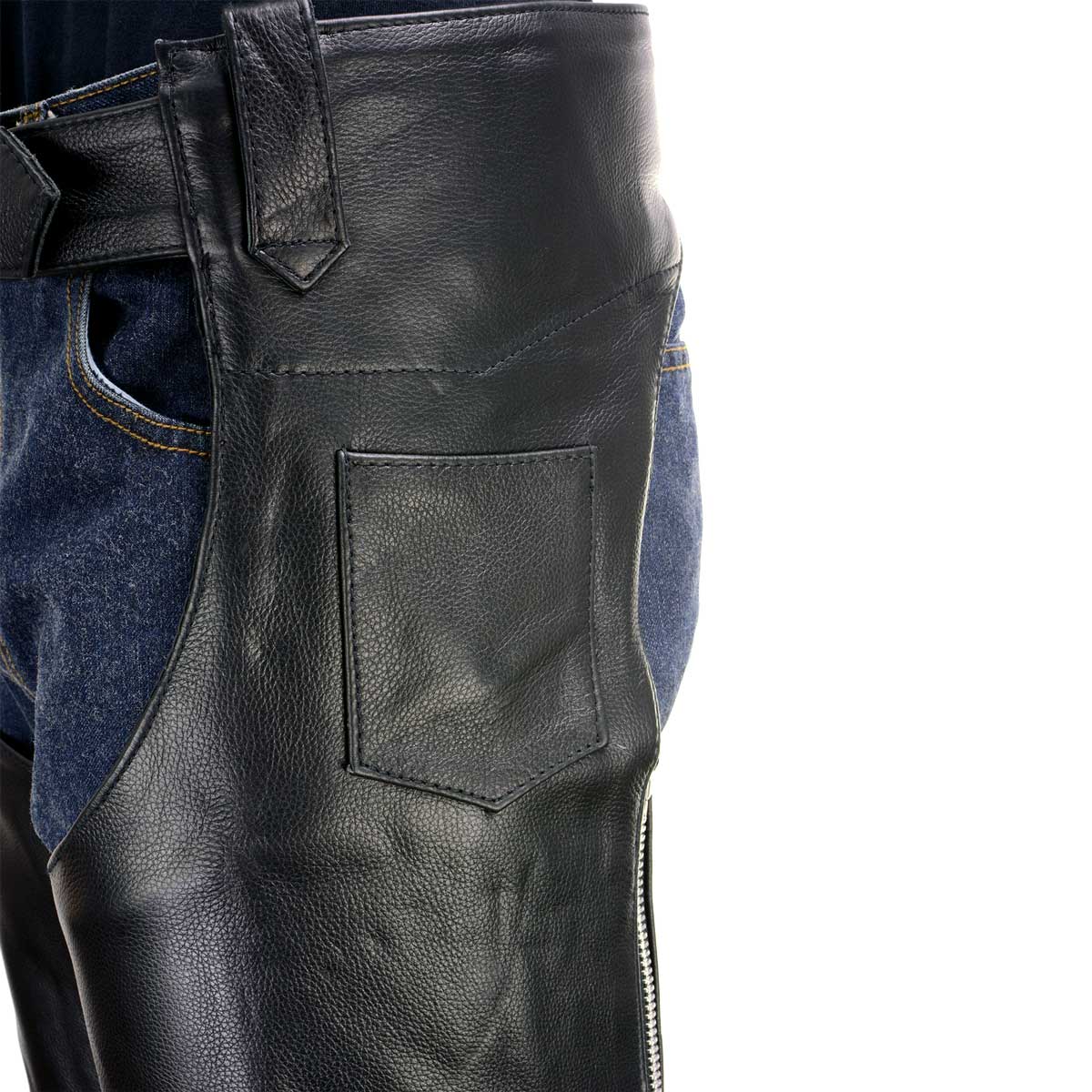 Milwaukee Leather LKM5723 Classic Black Leather Unisex Motorcycle Riding Biker Chaps for Men and Women - Image 4