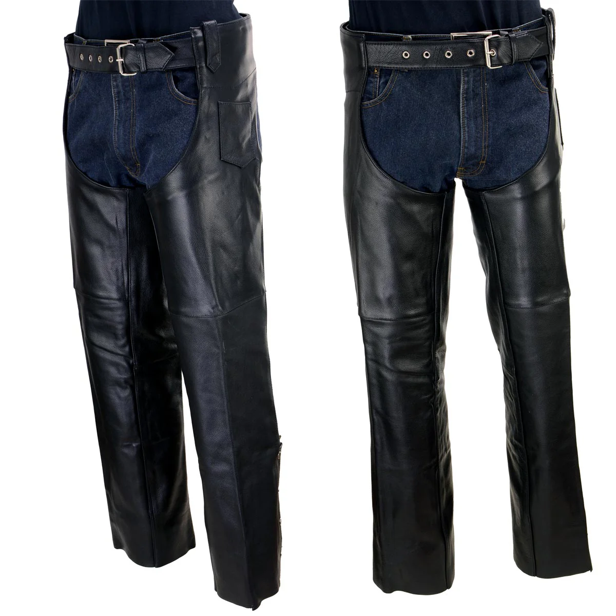 Milwaukee Leather LKM5723 Classic Black Leather Unisex Motorcycle Riding Biker Chaps for Men and Women - Image 7