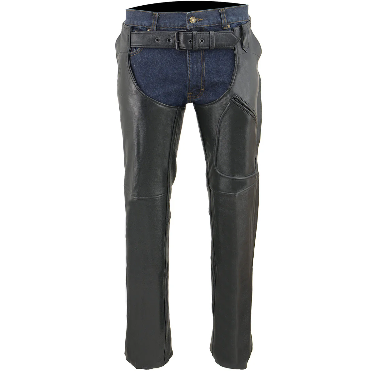 Milwaukee Leather Chaps for Men's Black Leather 3-Front Pockets- Thigh Patch Pocket Motorcycle Riders Chap- LKM5780 - Image 4