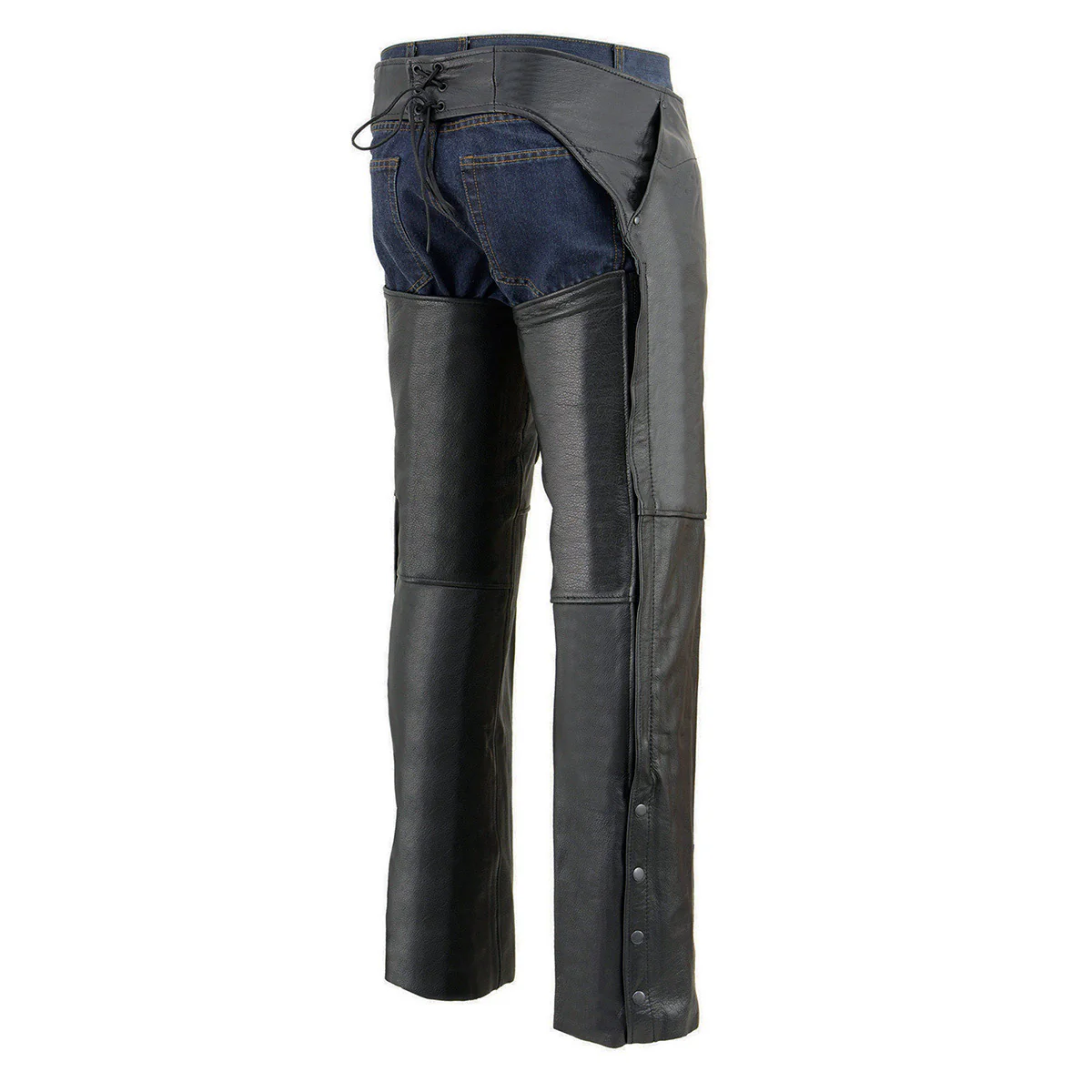 Milwaukee Leather Chaps for Men's Black Leather 3-Front Pockets- Thigh Patch Pocket Motorcycle Riders Chap- LKM5780 - Image 7