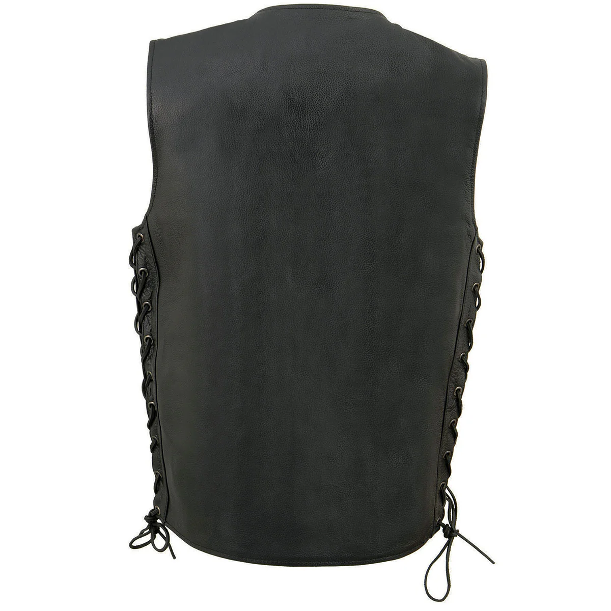 Milwaukee Leather LKY3870 Youth Size Black Leather Biker Style Vest with Snap Front and Side Laces - Image 2