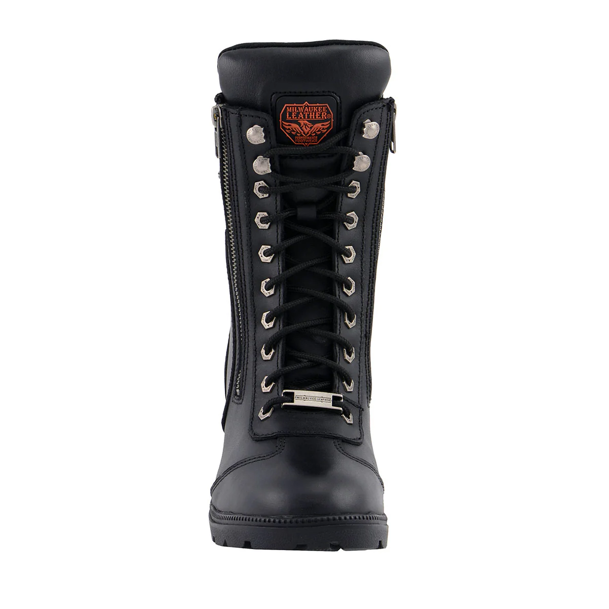 Milwaukee Leather MBL9301 Women's Black Leather Lace-Up Motorcycle Biker Riding Boots with Side Zipper Entry - Image 4
