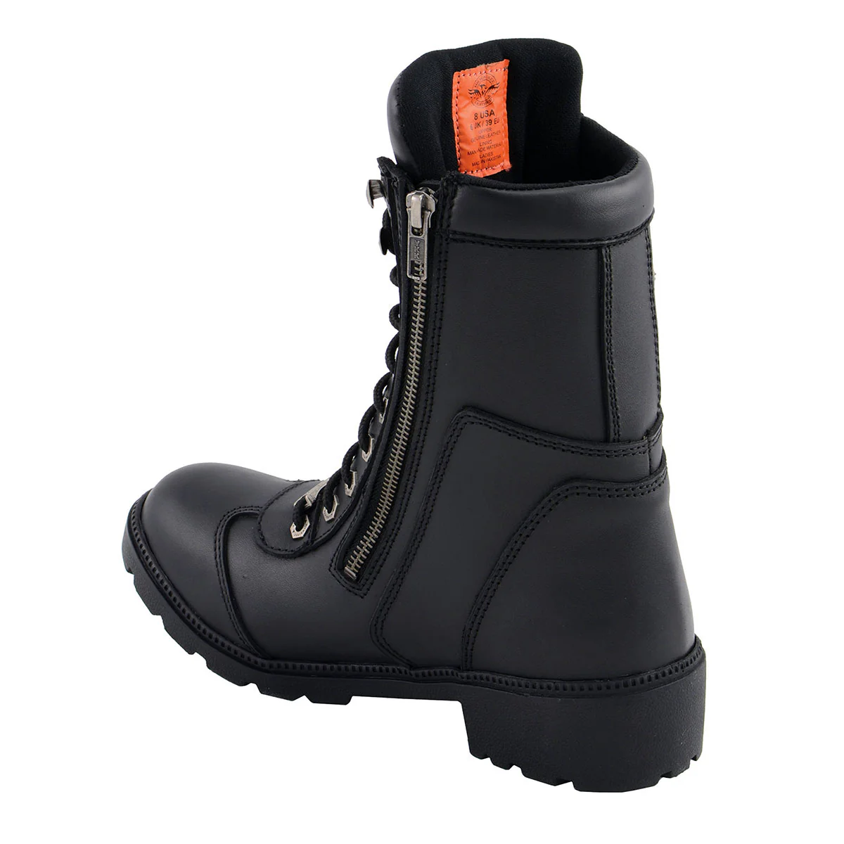 Milwaukee Leather MBL9301 Women's Black Leather Lace-Up Motorcycle Biker Riding Boots with Side Zipper Entry - Image 7
