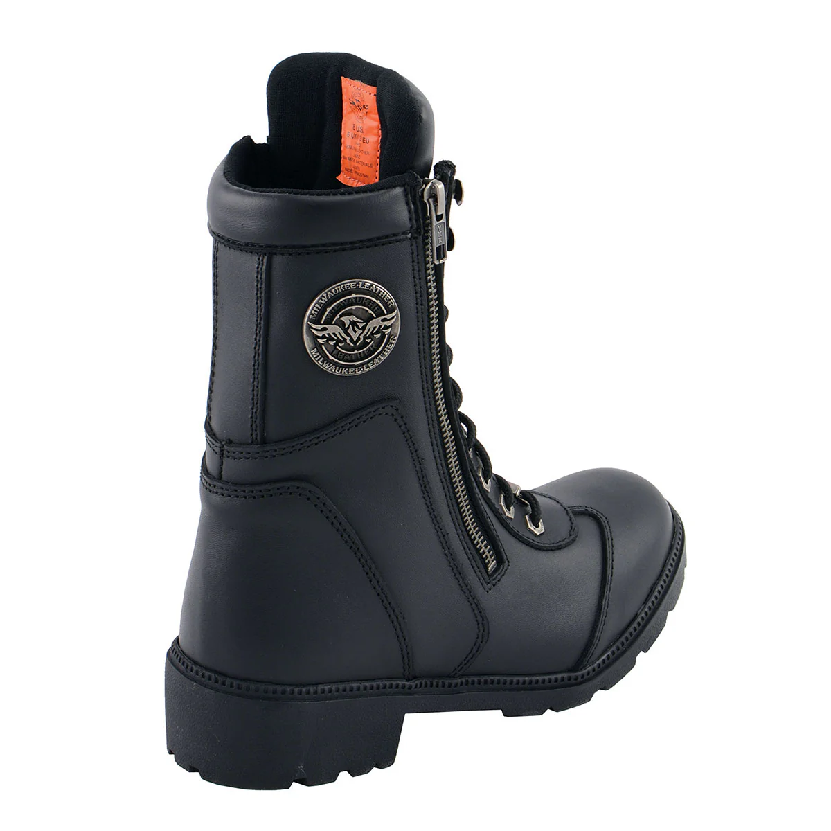 Milwaukee Leather MBL9301 Women's Black Leather Lace-Up Motorcycle Biker Riding Boots with Side Zipper Entry - Image 9