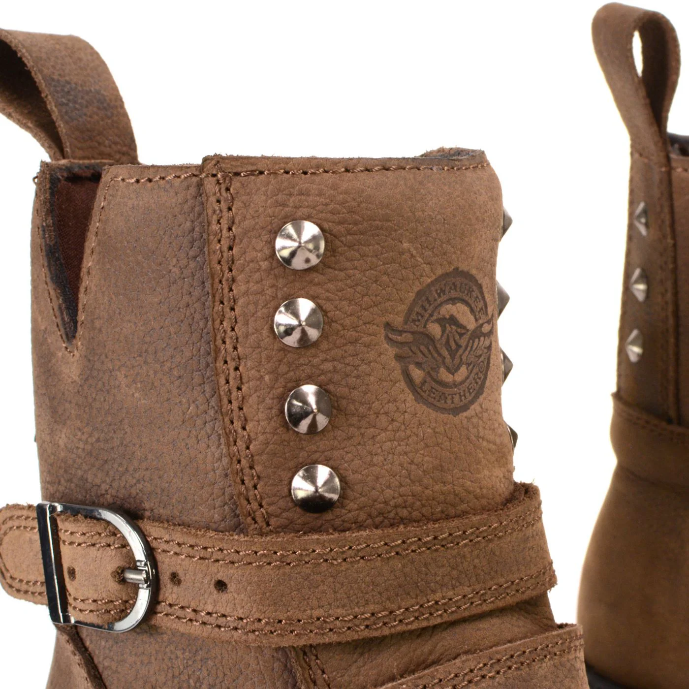 Milwaukee Leather MBL9306 Women's Premium Brown Leather Double Strap Motorcyle Riding Boots - Image 12