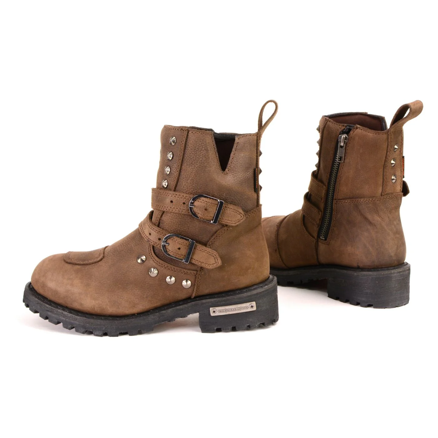 Milwaukee Leather MBL9306 Women's Premium Brown Leather Double Strap Motorcyle Riding Boots - Image 6