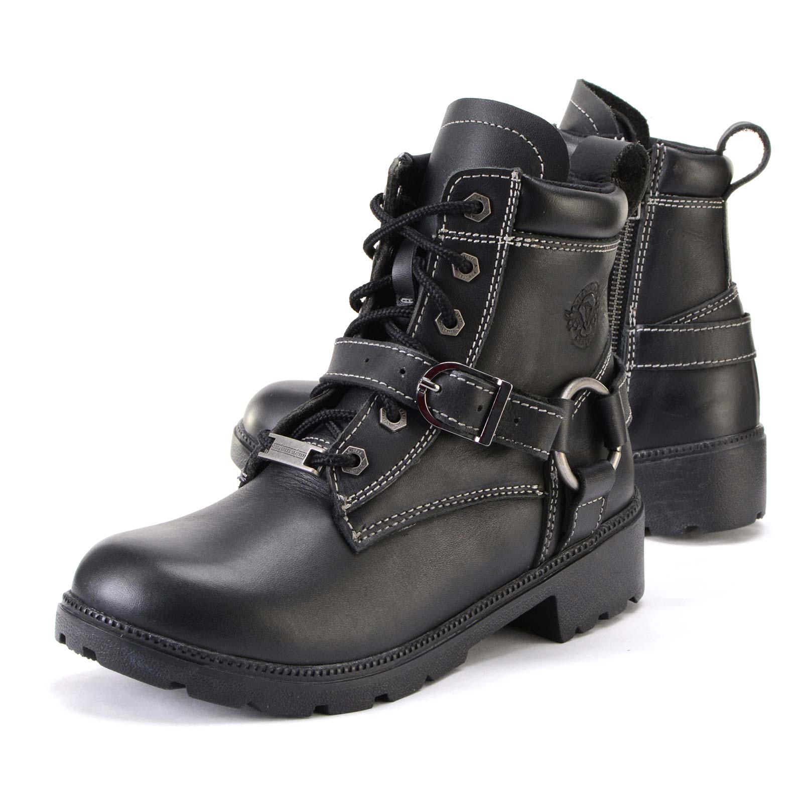 Milwaukee Leather MBL9312 Women's Black Leather Lace-Up 7-Inch Harness Motorcycle Rider Boots w/ Buckle - Image 5