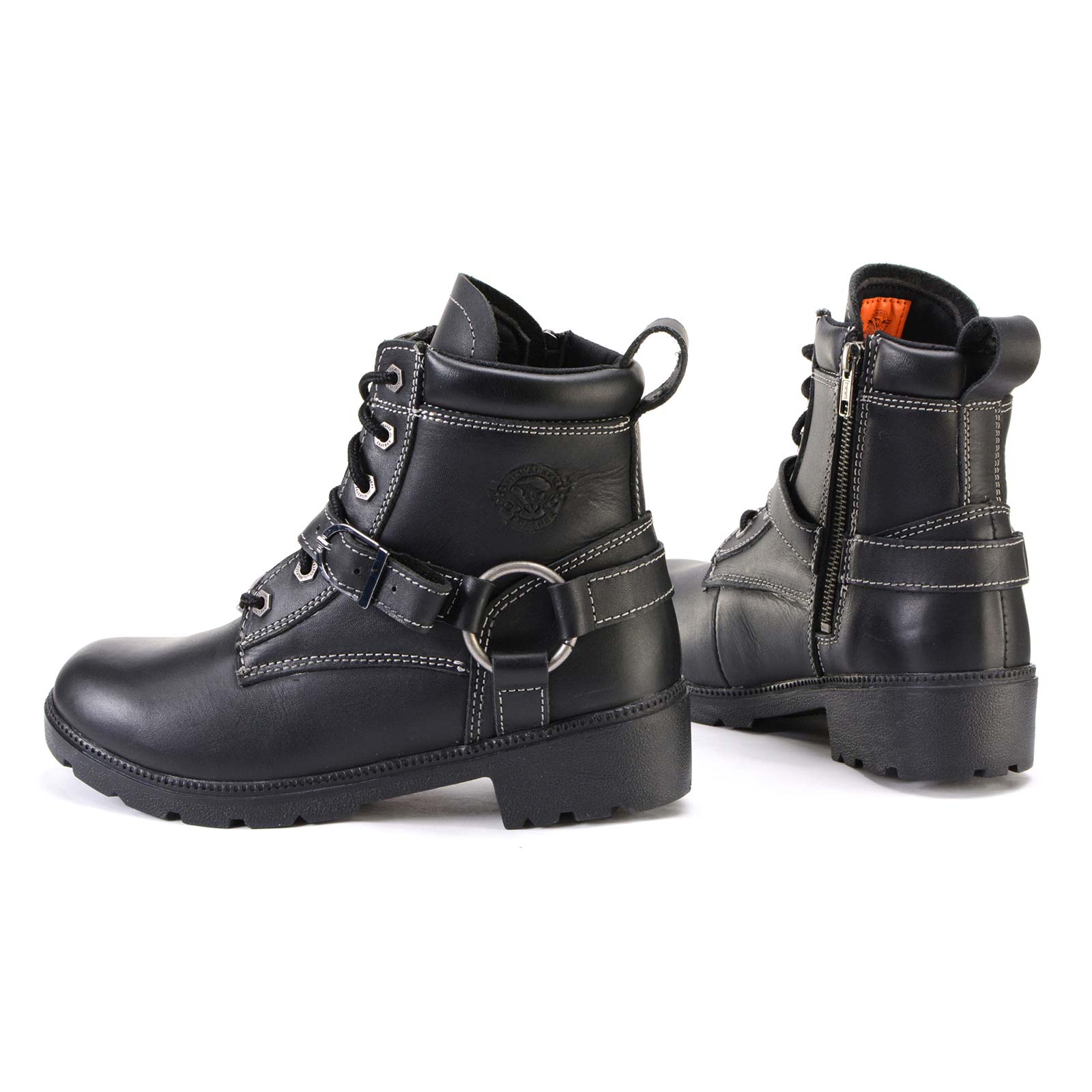 Milwaukee Leather MBL9312 Women's Black Leather Lace-Up 7-Inch Harness Motorcycle Rider Boots w/ Buckle - Image 6