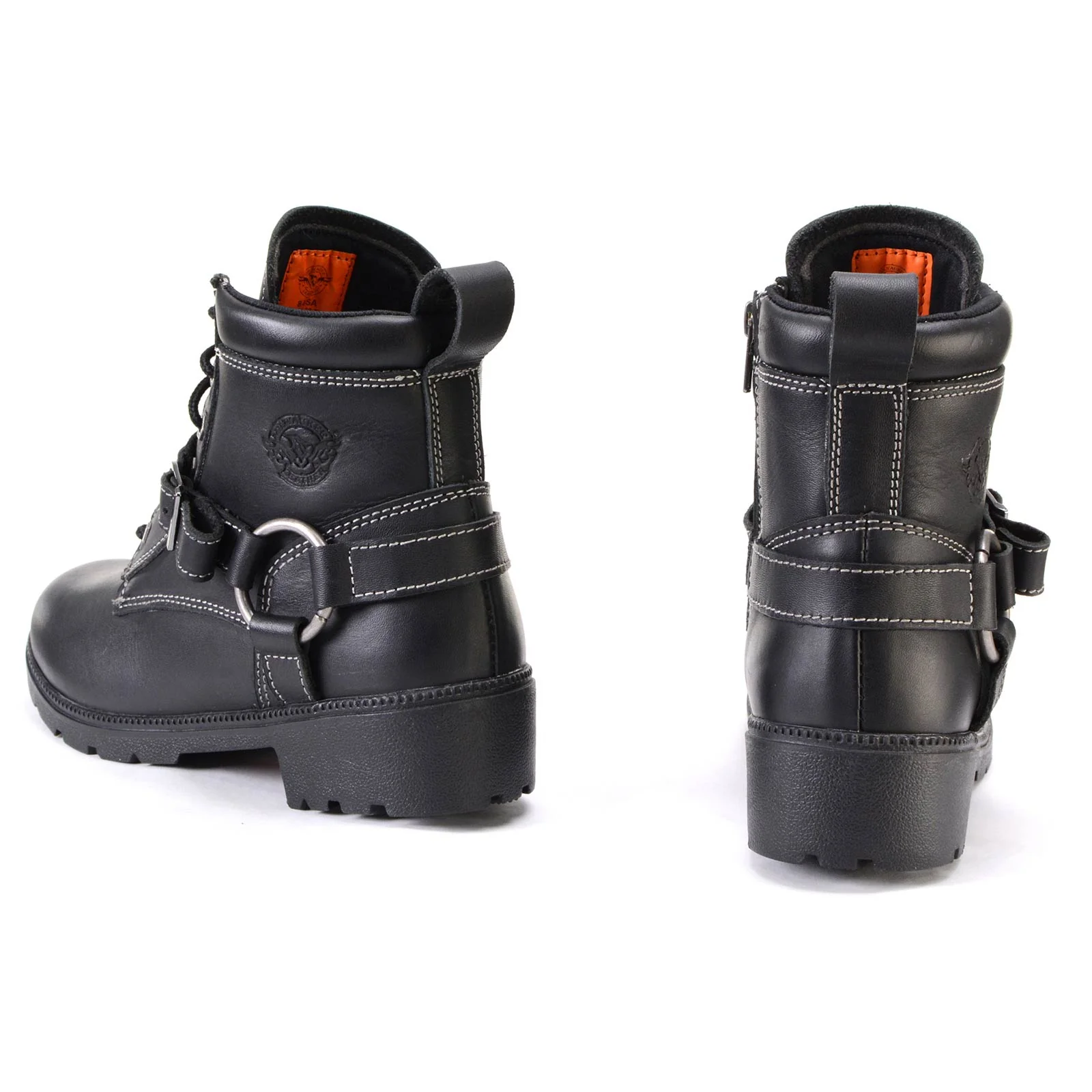 Milwaukee Leather MBL9312 Women's Black Leather Lace-Up 7-Inch Harness Motorcycle Rider Boots w/ Buckle - Image 7