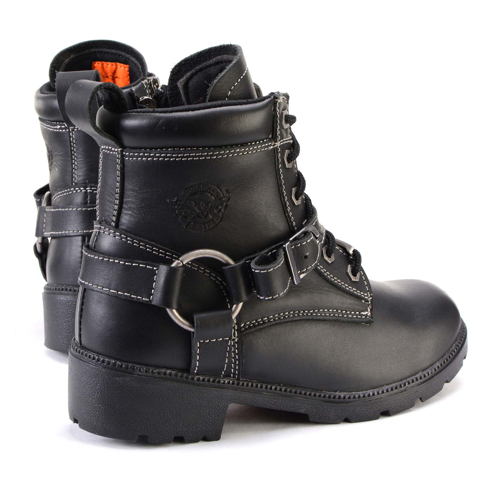 Milwaukee Leather MBL9312 Women's Black Leather Lace-Up 7-Inch Harness Motorcycle Rider Boots w/ Buckle - Image 8