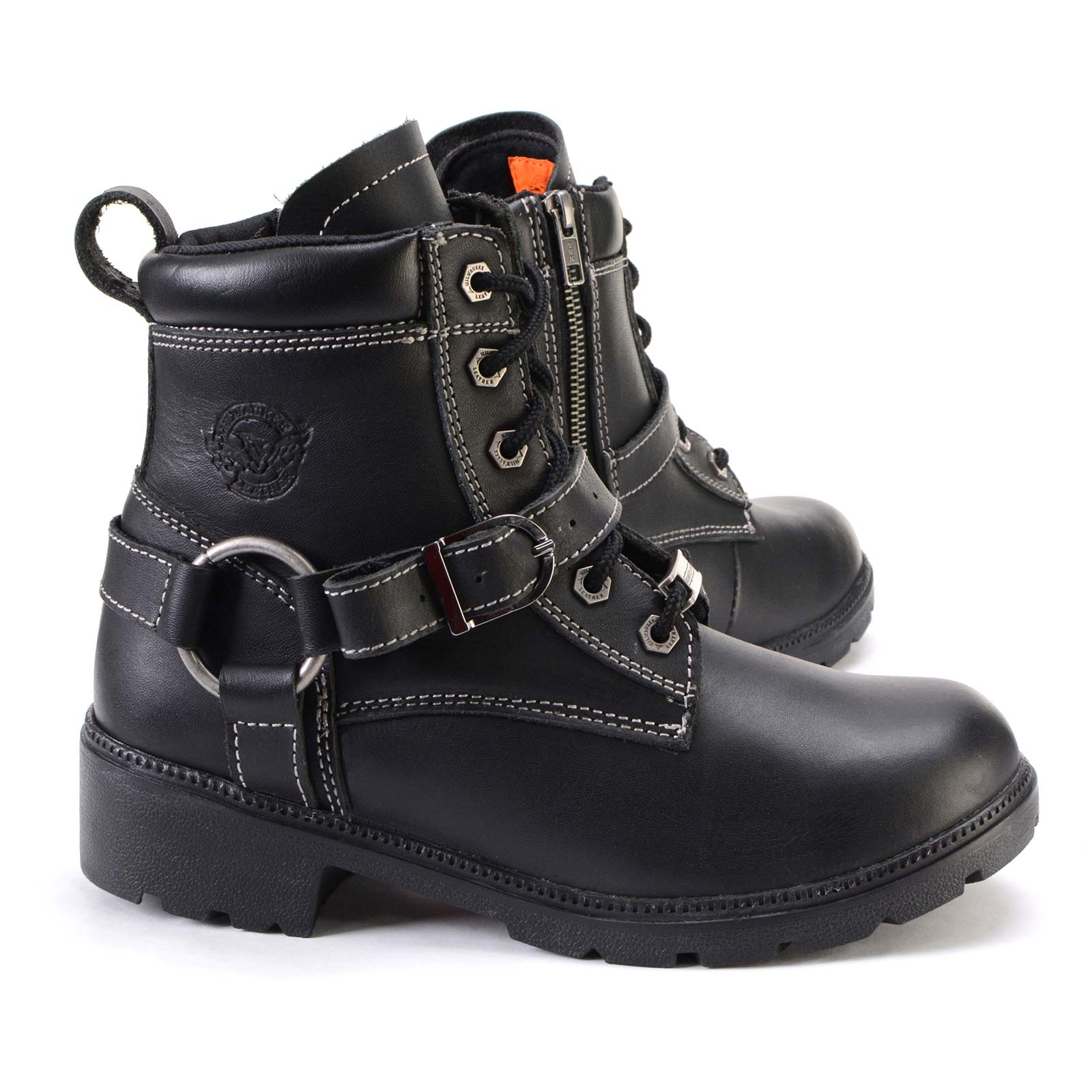 Milwaukee Leather MBL9312 Women's Black Leather Lace-Up 7-Inch Harness Motorcycle Rider Boots w/ Buckle - Image 9