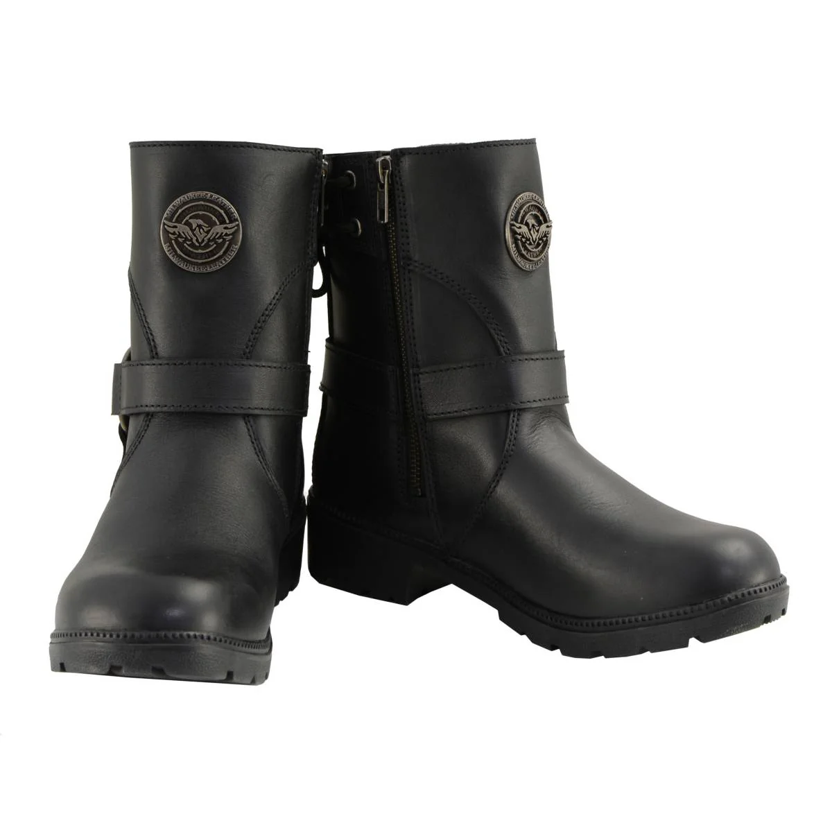 Milwaukee Leather MBL9313 Women's Black Leather Harness Zip-Up Motorcycle Rider Boots w/ Back Laces - Image 10