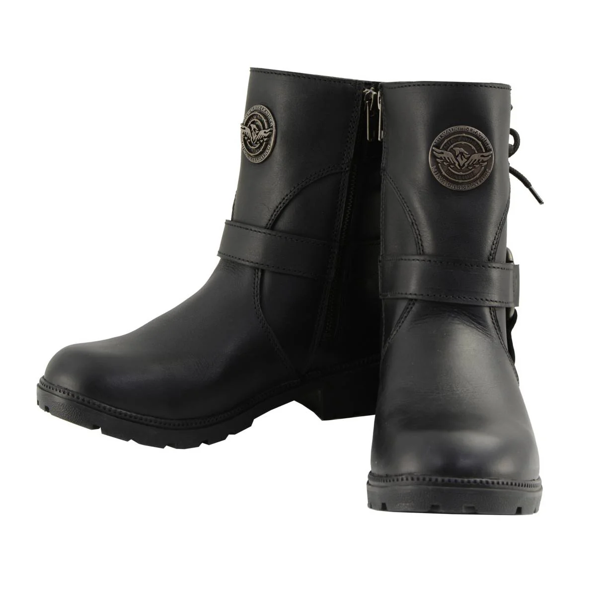 Milwaukee Leather MBL9313 Women's Black Leather Harness Zip-Up Motorcycle Rider Boots w/ Back Laces - Image 4