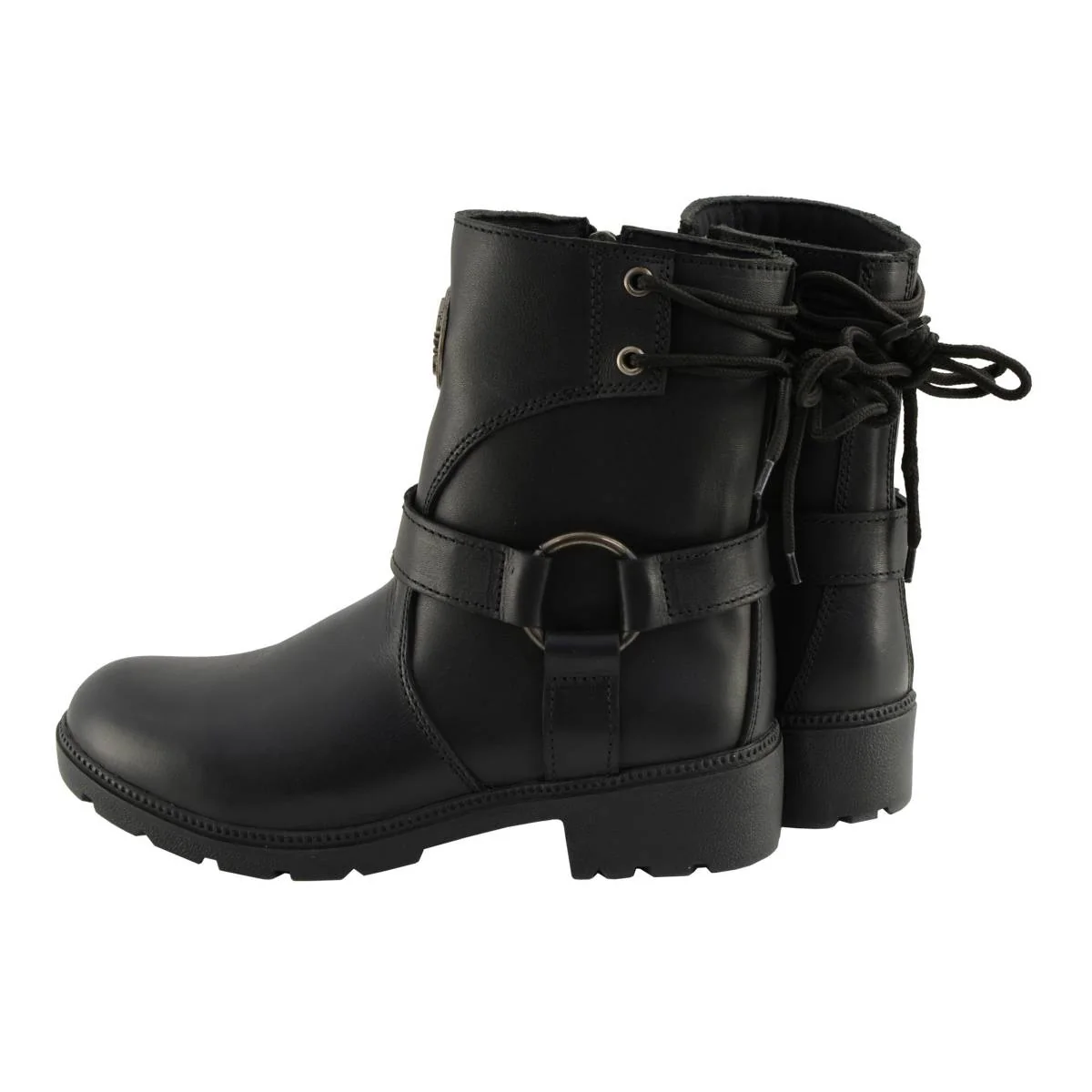Milwaukee Leather MBL9313 Women's Black Leather Harness Zip-Up Motorcycle Rider Boots w/ Back Laces - Image 6