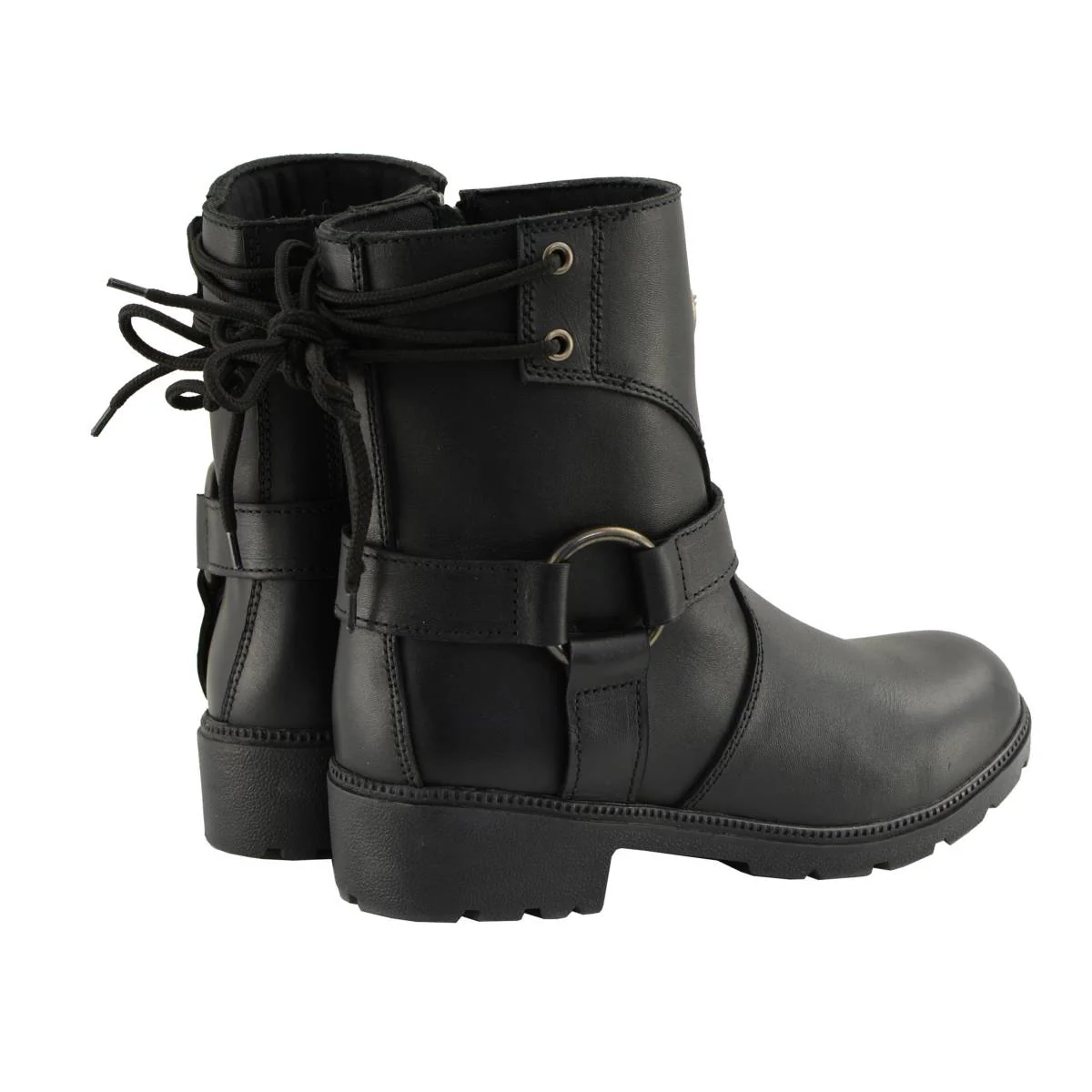 Milwaukee Leather MBL9313 Women's Black Leather Harness Zip-Up Motorcycle Rider Boots w/ Back Laces - Image 8
