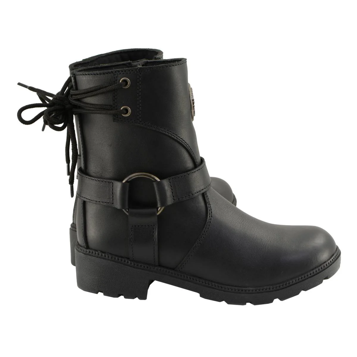 Milwaukee Leather MBL9313 Women's Black Leather Harness Zip-Up Motorcycle Rider Boots w/ Back Laces - Image 9