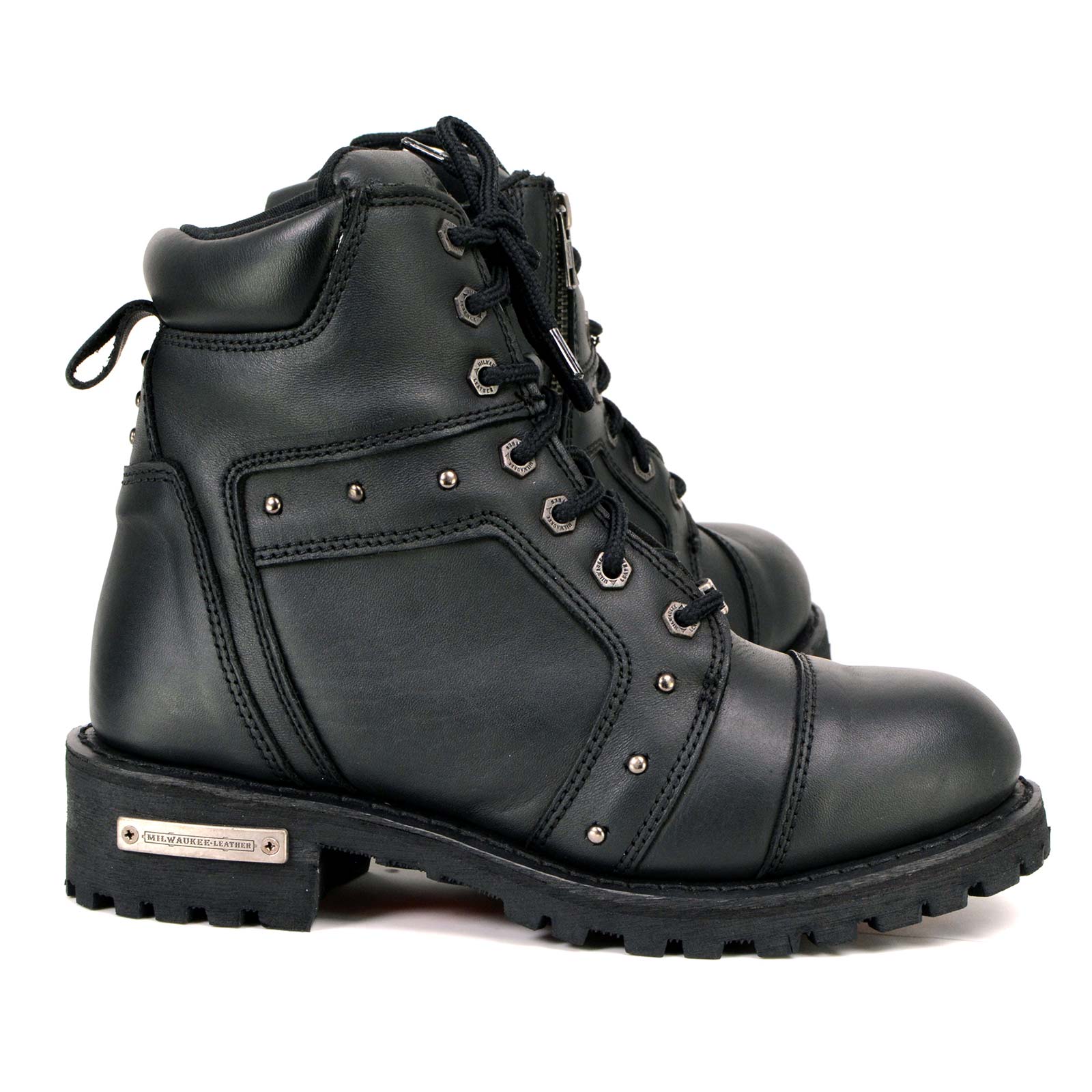 Milwaukee Leather Women's Black Premium Leather Motorcycle Riding Boots w/Lace-Up and Side Zipper Closure MBL9319 - Image 9