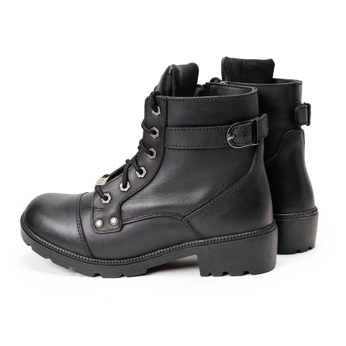 Milwaukee Leather MBL9328 Women's Black Premium Leather Lace-Up Motorcycle Riding Boots w/ Inside Zipper - Image 3
