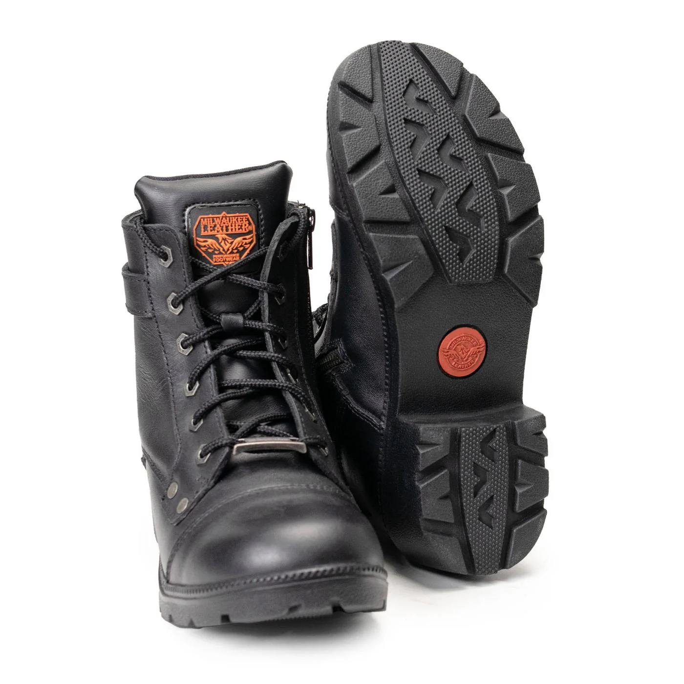 Milwaukee Leather MBL9328 Women's Black Premium Leather Lace-Up Motorcycle Riding Boots w/ Inside Zipper - Image 6