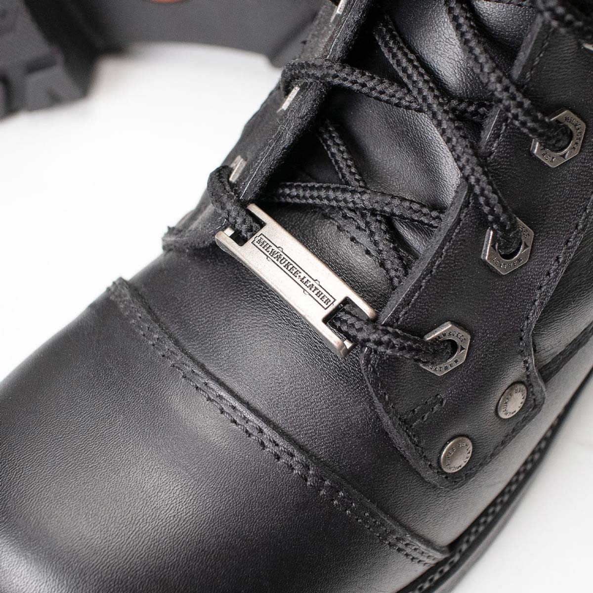 Milwaukee Leather MBL9328 Women's Black Premium Leather Lace-Up Motorcycle Riding Boots w/ Inside Zipper - Image 7