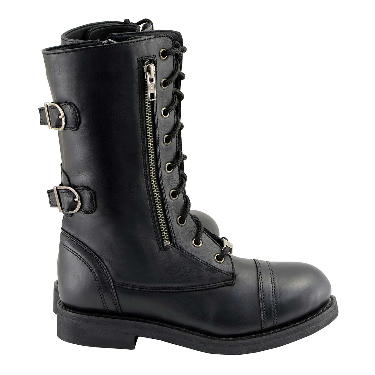 Milwaukee Leather Women's Graze Black Leather Lace-Up Motorcycle Boots with Zipper Pocket MBL9369 - Image 10