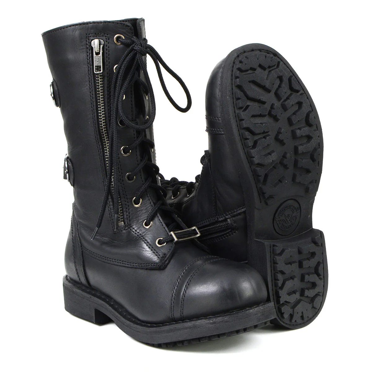 Milwaukee Leather Women's Graze Black Leather Lace-Up Motorcycle Boots with Zipper Pocket MBL9369 - Image 11