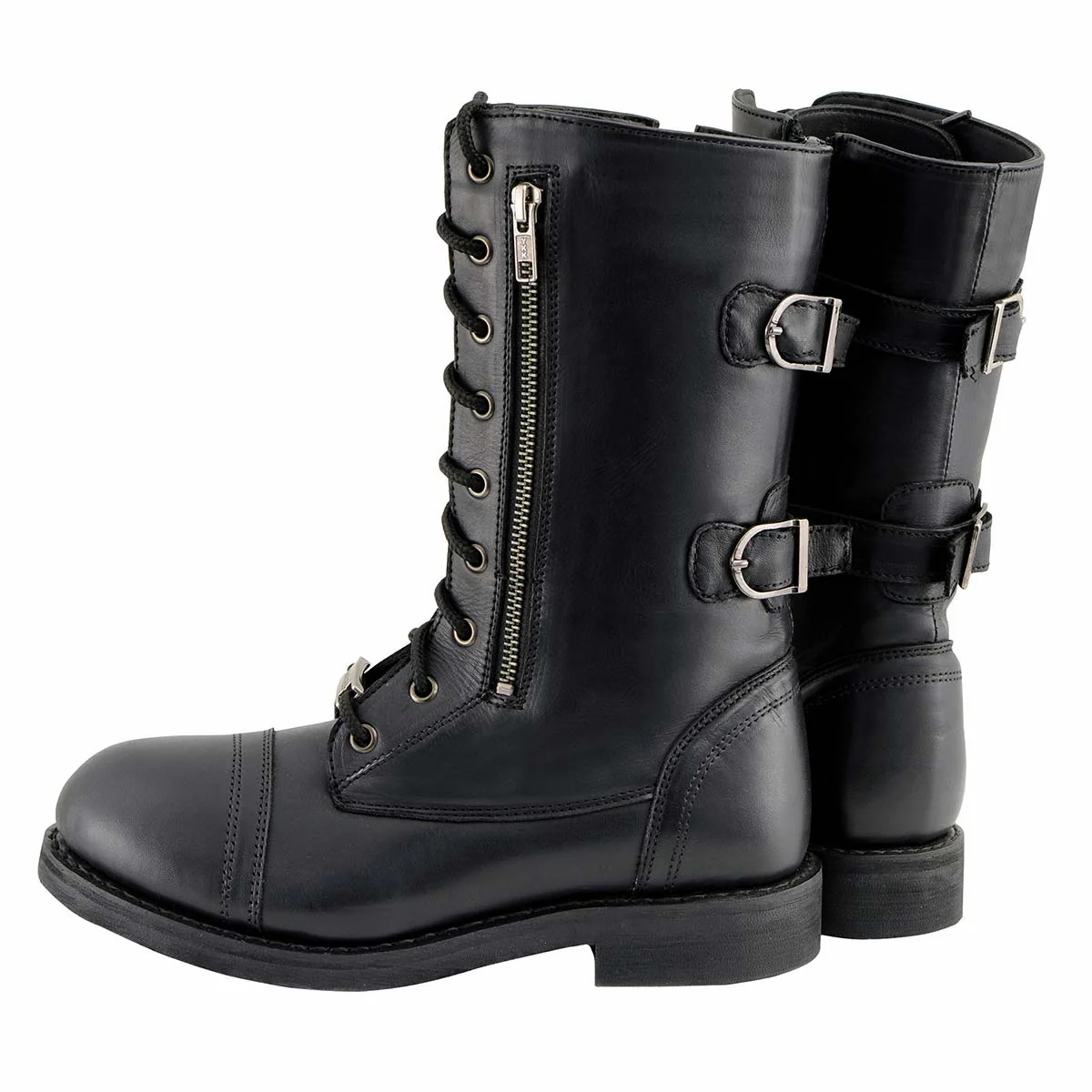 Milwaukee Leather Women's Graze Black Leather Lace-Up Motorcycle Boots with Zipper Pocket MBL9369 - Image 7