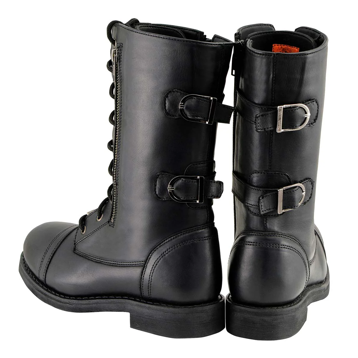 Milwaukee Leather Women's Graze Black Leather Lace-Up Motorcycle Boots with Zipper Pocket MBL9369 - Image 8