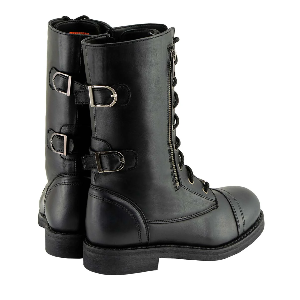 Milwaukee Leather Women's Graze Black Leather Lace-Up Motorcycle Boots with Zipper Pocket MBL9369 - Image 9