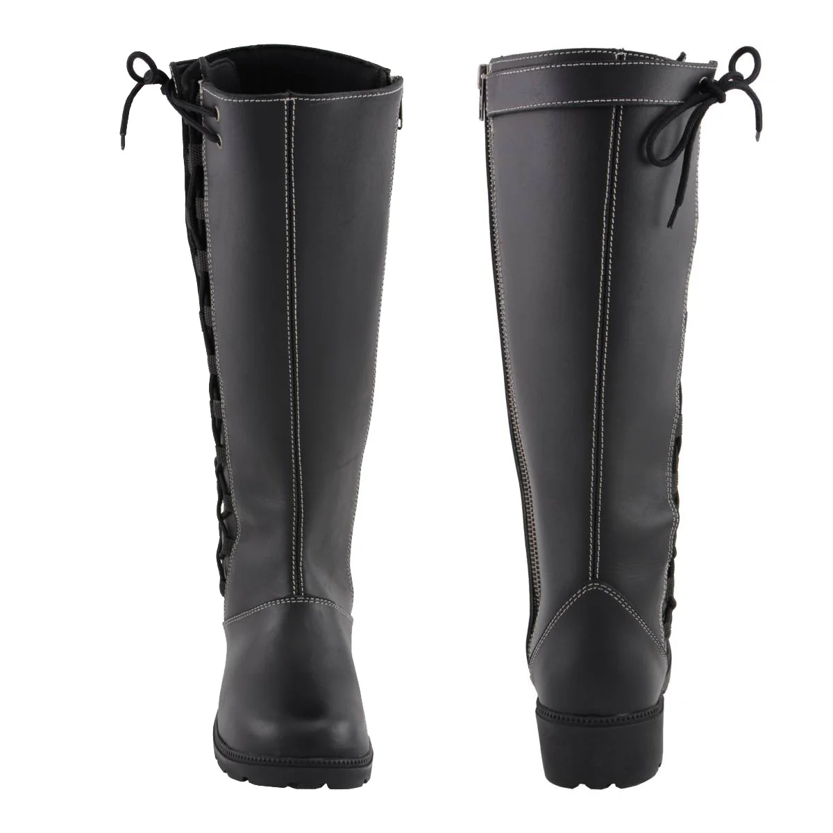 Milwaukee Leather MBL9370 Women's Black 17-Inch Lace Side Leather Boots with Contrast White Stitching - Image 3