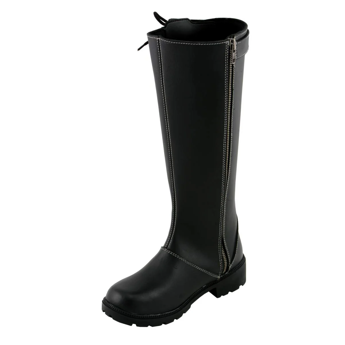 Milwaukee Leather MBL9370 Women's Black 17-Inch Lace Side Leather Boots with Contrast White Stitching - Image 4
