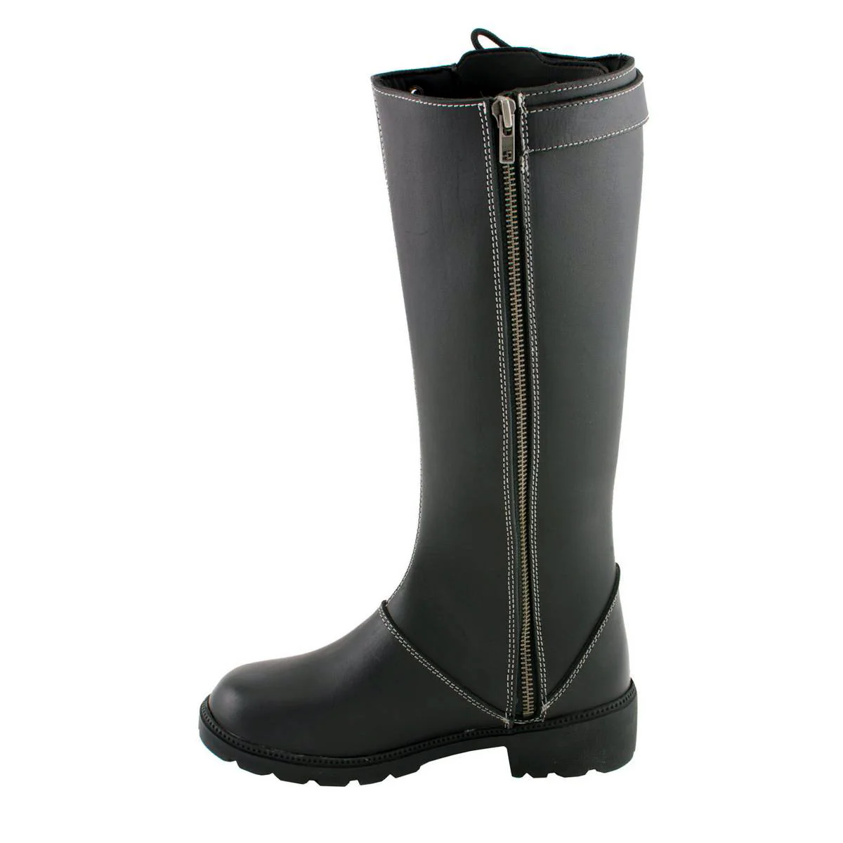 Milwaukee Leather MBL9370 Women's Black 17-Inch Lace Side Leather Boots with Contrast White Stitching - Image 5