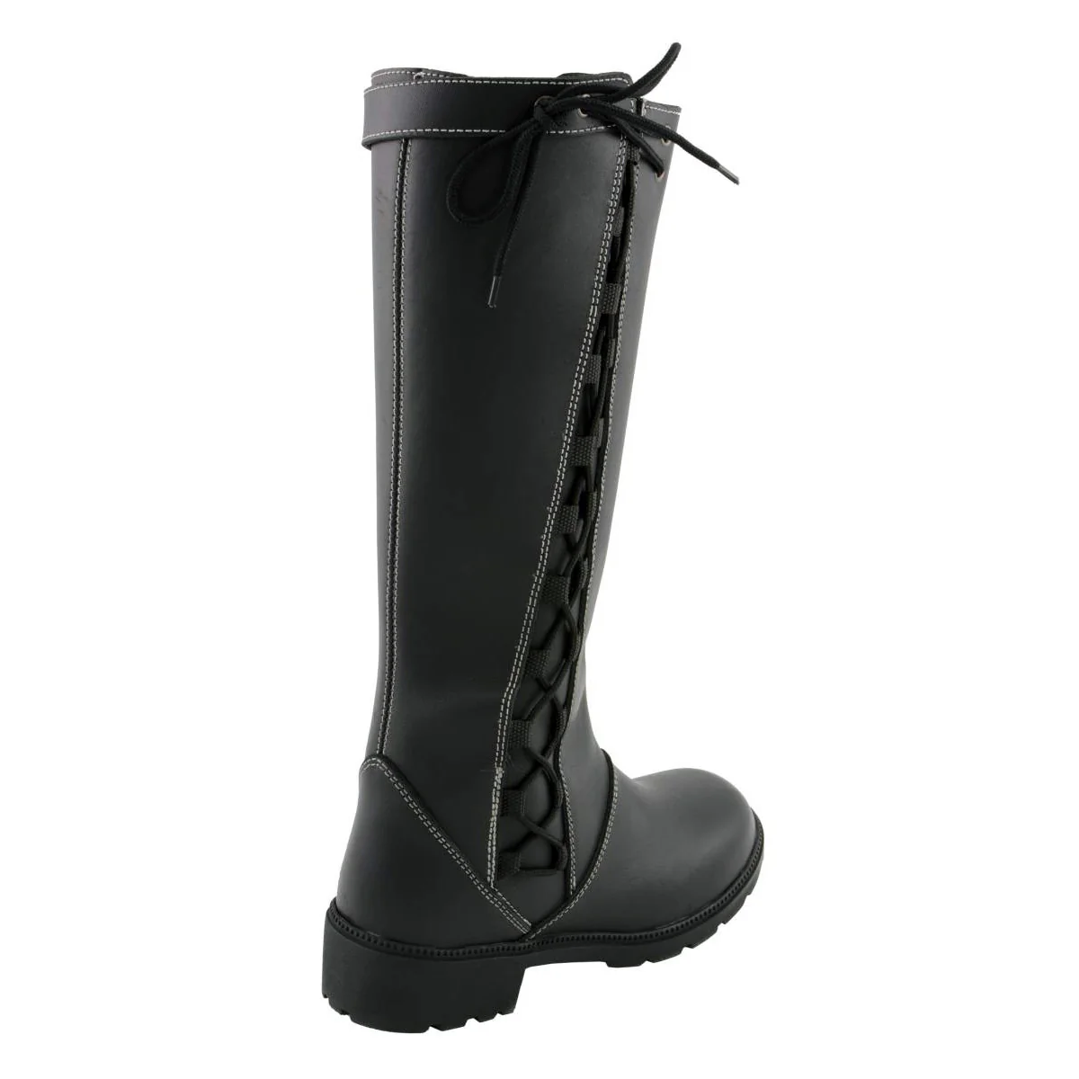 Milwaukee Leather MBL9370 Women's Black 17-Inch Lace Side Leather Boots with Contrast White Stitching - Image 7
