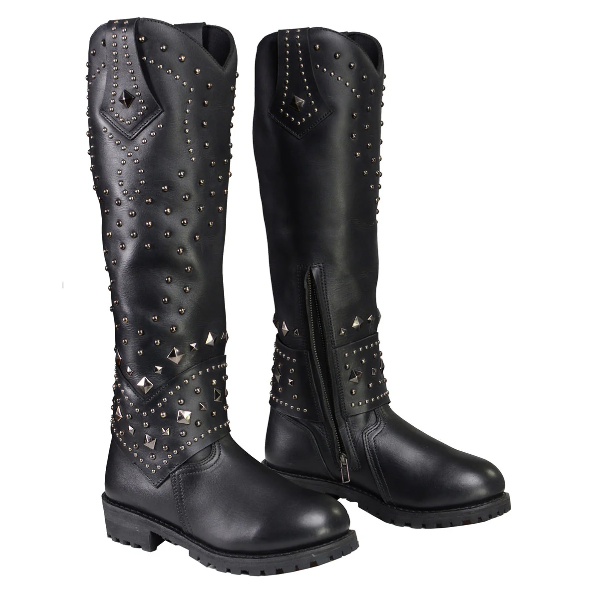 Milwaukee Leather MBL9371 Women's Black 18-Inch Leather Studded and Riveted Western Style Motorcycle Boots - Image 12