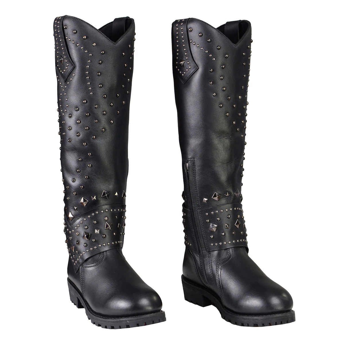 Milwaukee Leather MBL9371 Women's Black 18-Inch Leather Studded and Riveted Western Style Motorcycle Boots - Image 4