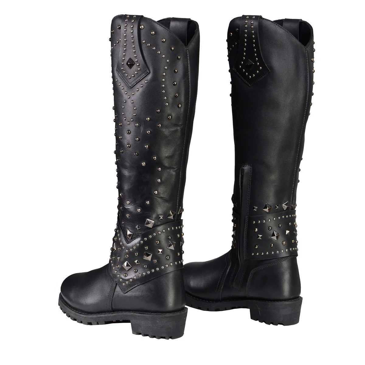 Milwaukee Leather MBL9371 Women's Black 18-Inch Leather Studded and Riveted Western Style Motorcycle Boots - Image 8