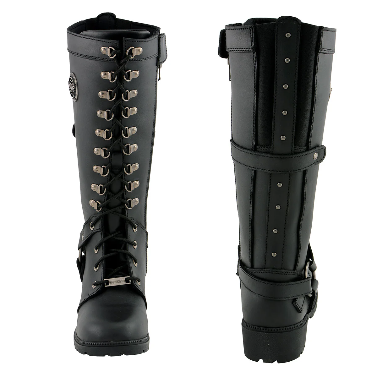Milwaukee Leather MBL9380 Women's Black 'Jane' 15-inch Leather Combat Style Harness Motorcycle Boots - Image 3