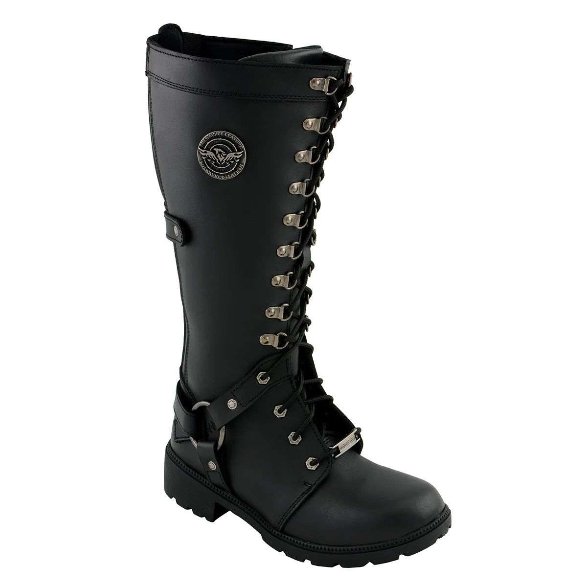 Milwaukee Leather MBL9380 Women's Black 'Jane' 15-inch Leather Combat Style Harness Motorcycle Boots - Image 4