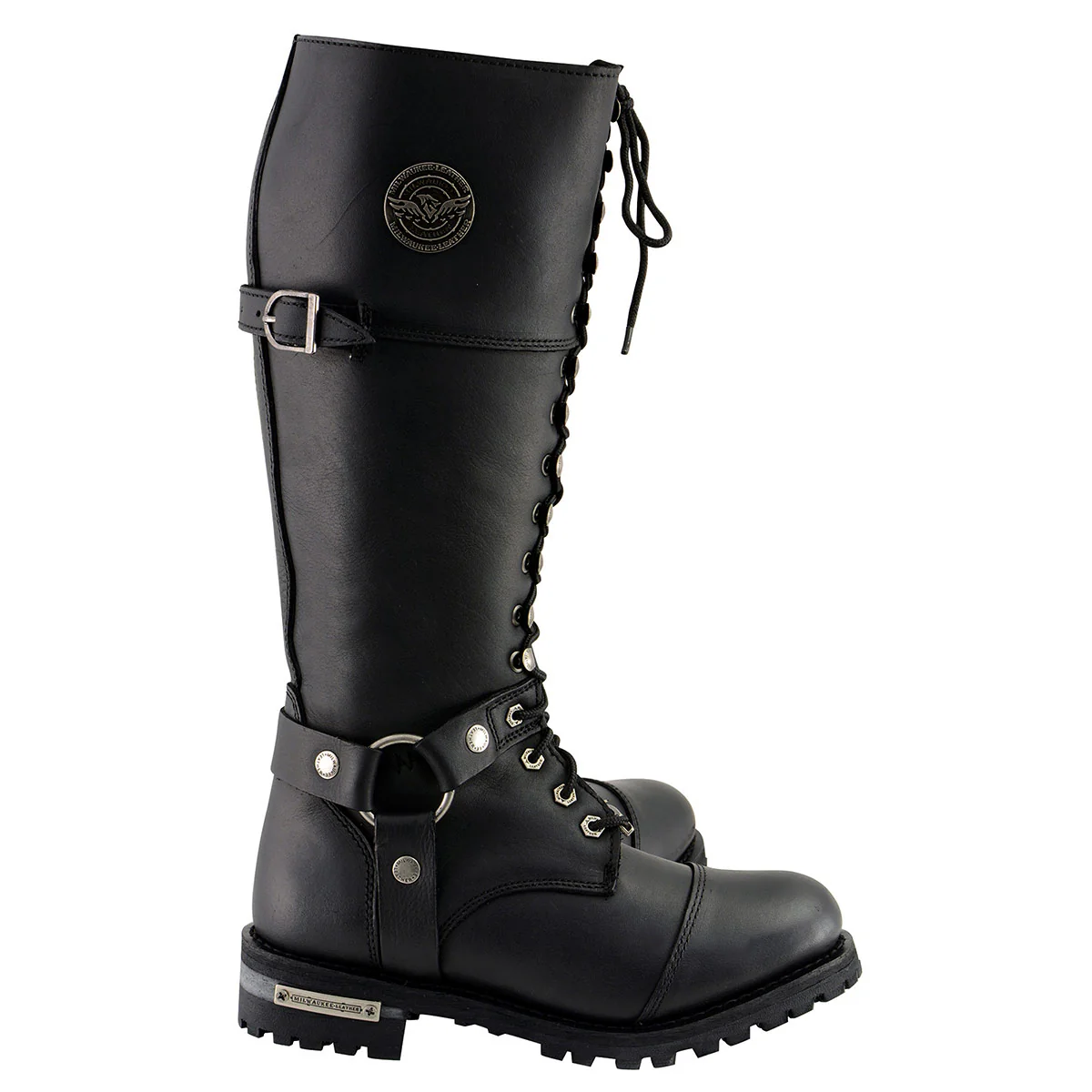 Milwaukee Leather MBL9390 Women’s Black 16-inch Lace-Up Front Cap Toe Motorcycle Riding Leather Boots - Image 9