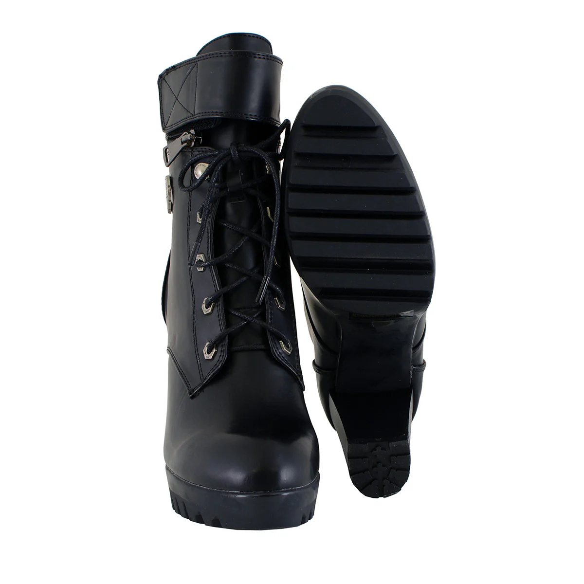 Milwaukee Leather MBL9425 Women's Black Lace-Up Fashion Boots with Double Height Option - Image 10