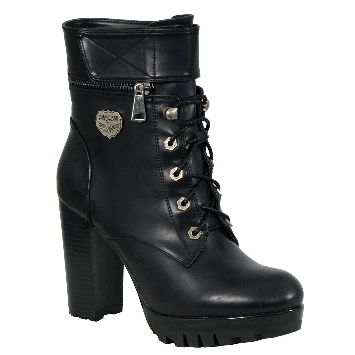 Milwaukee Leather MBL9425 Women's Black Lace-Up Fashion Boots with Double Height Option - Image 11