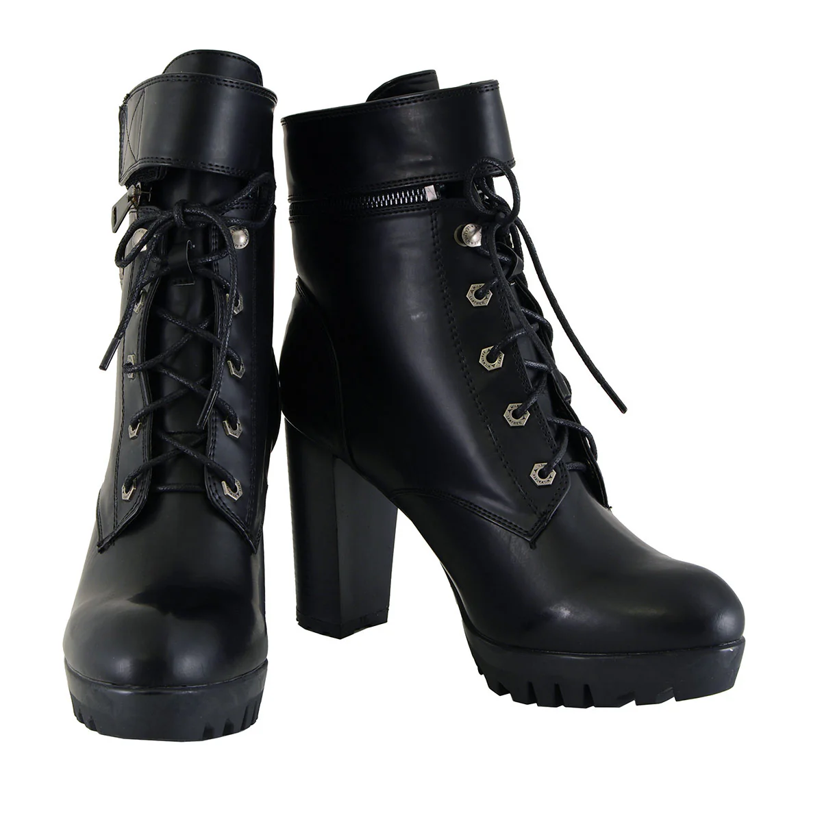 Milwaukee Leather MBL9425 Women's Black Lace-Up Fashion Boots with Double Height Option - Image 2