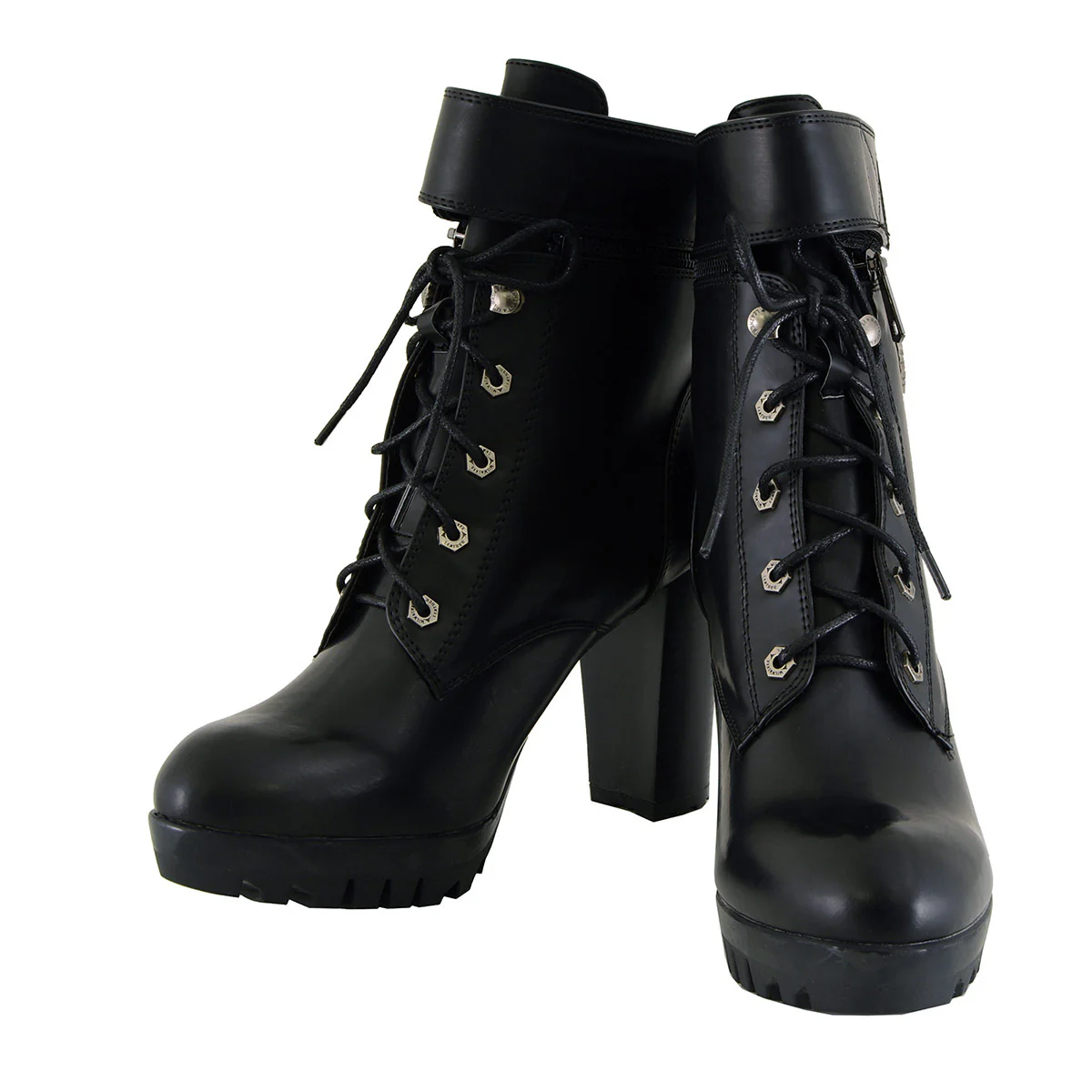 Milwaukee Leather MBL9425 Women's Black Lace-Up Fashion Boots with Double Height Option - Image 4