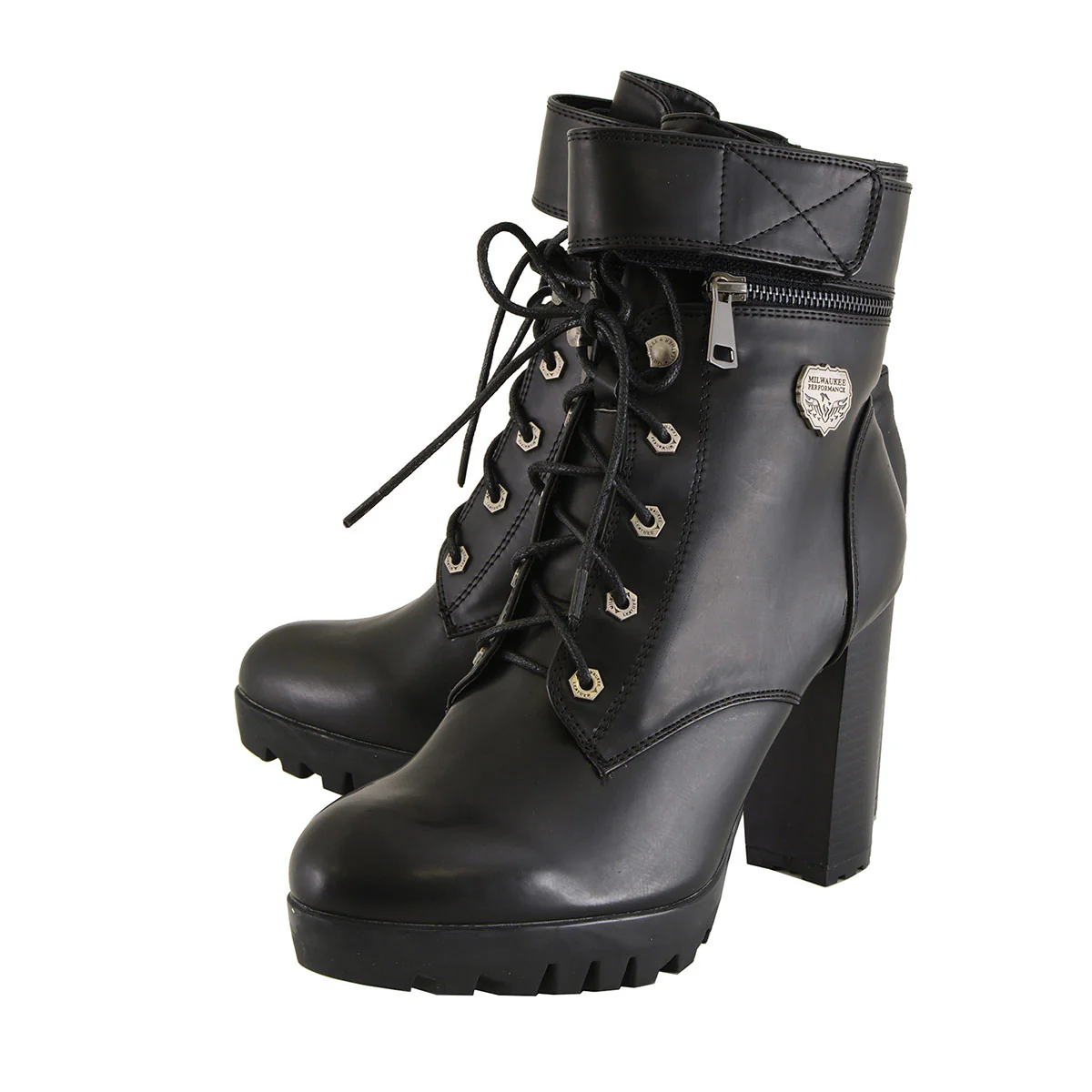 Milwaukee Leather MBL9425 Women's Black Lace-Up Fashion Boots with Double Height Option - Image 5
