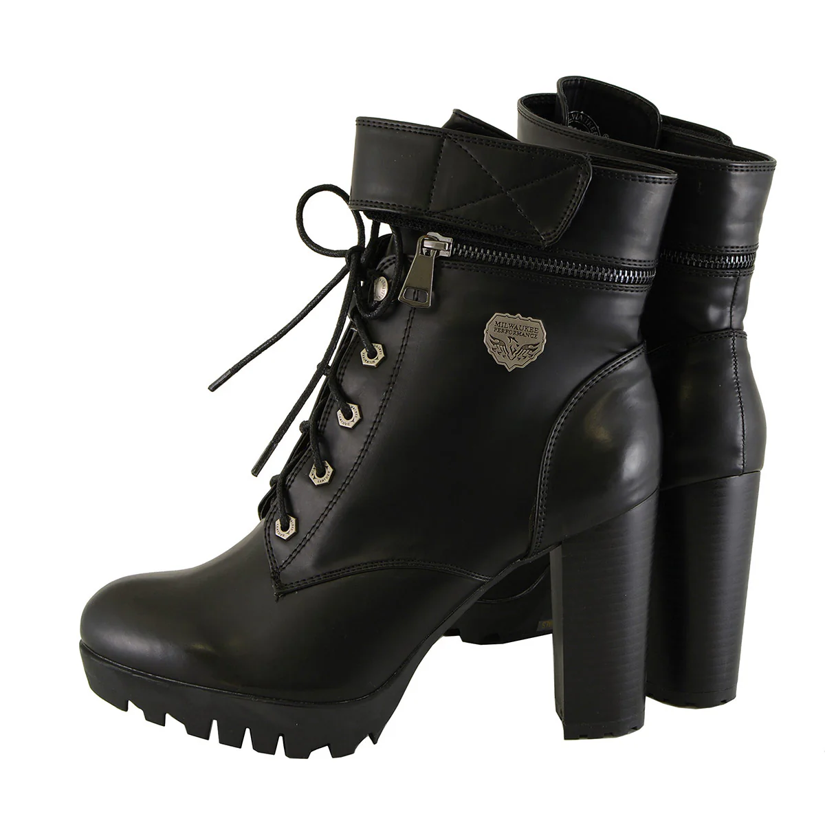 Milwaukee Leather MBL9425 Women's Black Lace-Up Fashion Boots with Double Height Option - Image 6