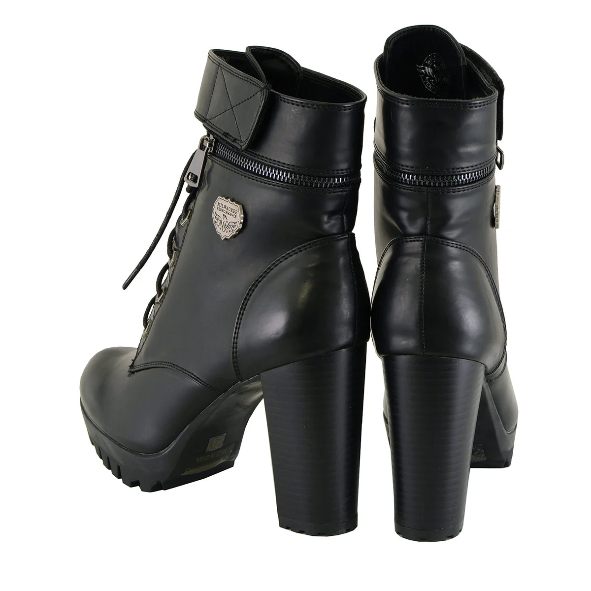 Milwaukee Leather MBL9425 Women's Black Lace-Up Fashion Boots with Double Height Option - Image 8
