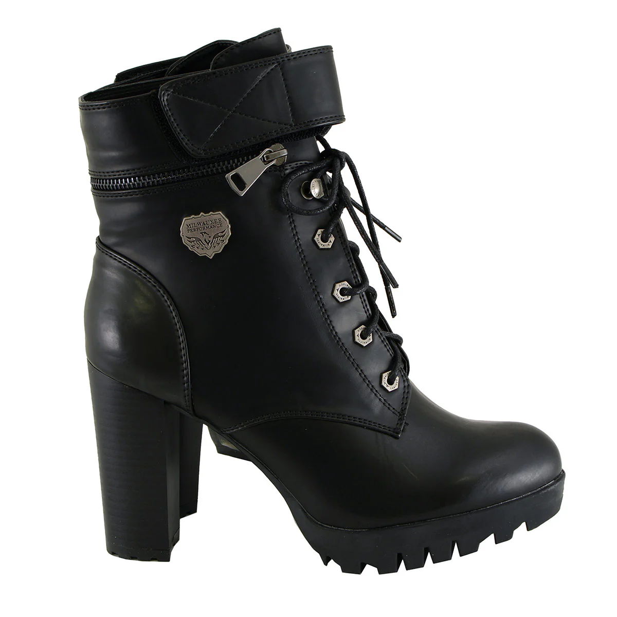 Milwaukee Leather MBL9425 Women's Black Lace-Up Fashion Boots with Double Height Option - Image 9
