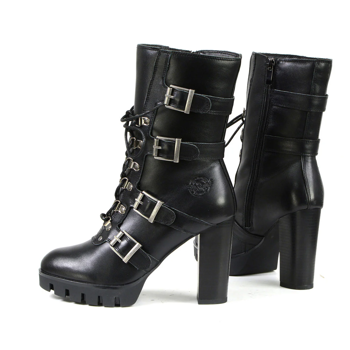 Milwaukee Leather MBL9459 Women's Premium Black Leather Buckles Platform Fashion Boots with Lace-Up Closure - Image 5