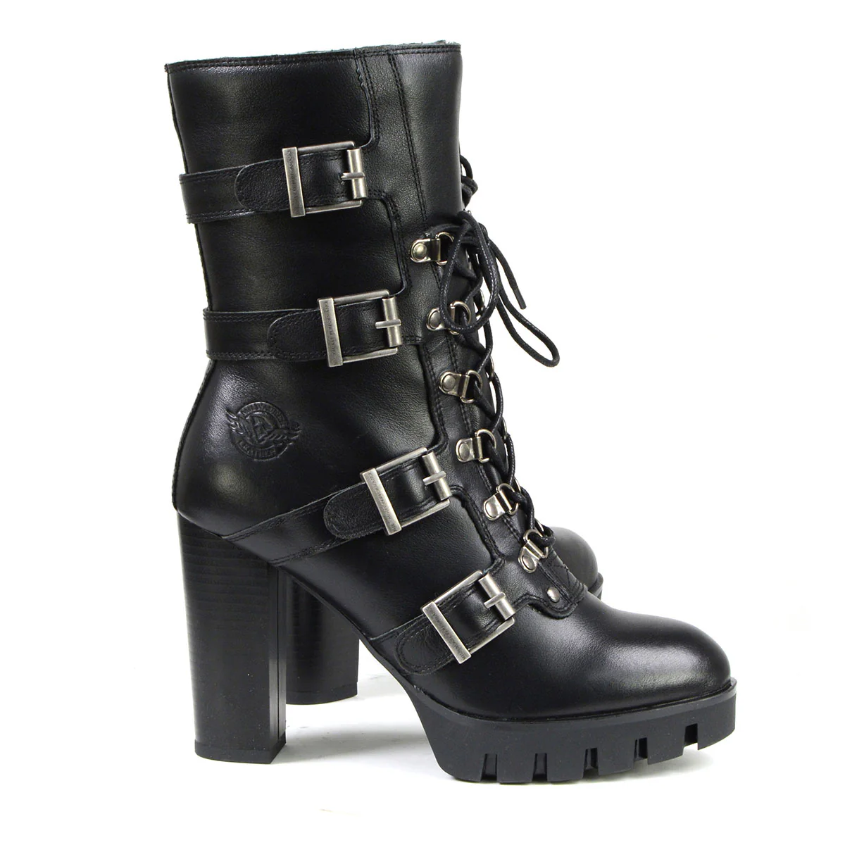 Milwaukee Leather MBL9459 Women's Premium Black Leather Buckles Platform Fashion Boots with Lace-Up Closure - Image 8