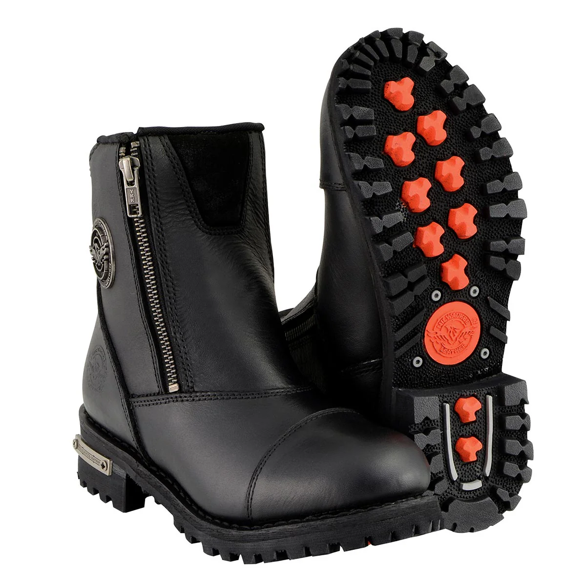 Milwaukee Leather MBM102W Men's Black Smooth Wide-Width Double Sided Zipper Entry Motorcycle Leather Boots - Image 10